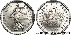 Pré-série de 2 francs Semeuse, nickel, sans le mot essai, flan rond, listel octogonal 1977 Pessac GEM.123 14