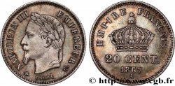 20 centimes Napoléon III, tête laurée, grand module 1867 Paris F.150/1