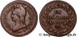 Un décime Dupré, grand module, hybride 1800 Metz F.129/56 XF45 