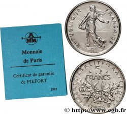 Piéfort Argent de 5 francs Semeuse 1985 Pessac GEM.154 P2