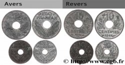Lot de quatre pièces de 10 centimes État français, grand module et petit module n.d. Paris F.141/2