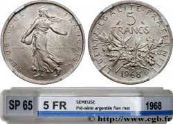 Pré-série en cupro-nickel argenté de 5 francs Semeuse, Flan Mat 1968 Paris GEM.154 8