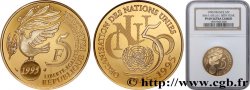 Belle Épreuve Or de 5 francs Cinquantenaire de l’ONU 1995 Pessac F.1203 1