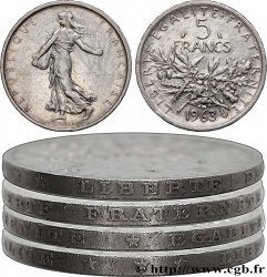 5 francs Semeuse, argent, Tranche Fautée 1963 Paris F.340/7 var.