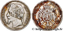 5 francs Napoléon III, tête laurée, contremarqué SEDAN au droit 1869 Strasbourg F.331/15 var.
