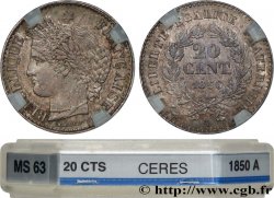 20 centimes Cérès, IIe République 1850 Paris F.146/3