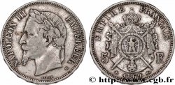 5 francs Napoléon III, tête laurée 1869 Strasbourg F.331/15