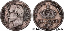 50 centimes Napoléon III, tête laurée 1867 Paris F.188/13