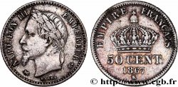 50 centimes Napoléon III, tête laurée 1867 Bordeaux F.188/19