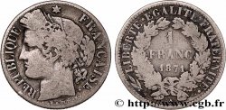 1 franc Cérès, IIIe République, petit A 1871 Paris F.216/2