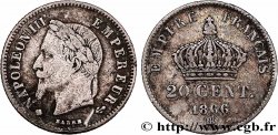 20 centimes Napoléon III, tête laurée, petit module 1866 Strasbourg F.149/5