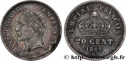 20 centimes Napoléon III, tête laurée, grand module 1867 Strasbourg F.150/2