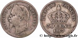 50 centimes Napoléon III, tête laurée 1867 Bordeaux F.188/17