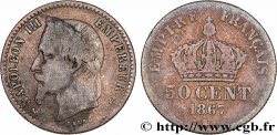 50 centimes Napoléon III, tête laurée 1867 Bordeaux F.188/17