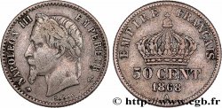 50 centimes Napoléon III, tête laurée 1868 Paris F.188/20