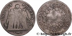5 francs Union et Force, Union serré, seulement gland extérieur 1799 Bayonne F.294/33