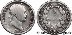 2 francs Napoléon Ier tête laurée, République française 1808 Paris F.254/4