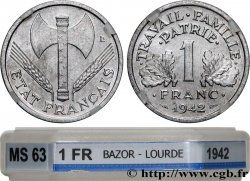 1 franc Francisque, lourde 1942  F.222/3 MS63 GENI