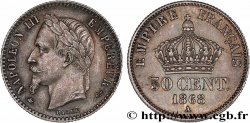 50 centimes Napoléon III, tête laurée 1868 Paris F.188/19