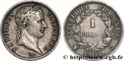 1 franc Napoléon Ier tête laurée, République française 1808 Perpignan F.204/12 TB+ 