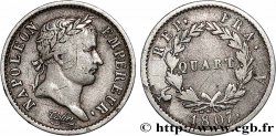 Quart (de franc) Napoléon Ier tête laurée, République française 1807 Paris F.161/1