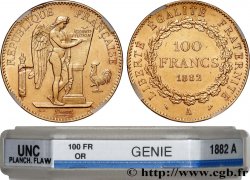 100 francs or Génie, tranche inscrite en relief Dieu protège la France 1882 Paris F.552/5