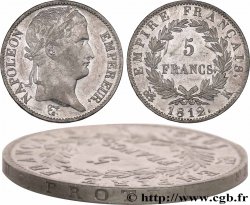 5 francs Napoléon Empereur, Empire français, Tranche Fautée 1812 Bordeaux F.307/47
