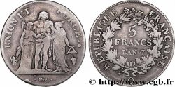 5 francs Union et Force, Union serré, avec glands intérieurs et gland extérieur 1799 Perpignan F.288/120