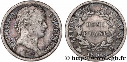 Demi-franc Napoléon Ier tête laurée, République française 1808 Perpignan F.177/13 BC 