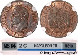 Deux centimes Napoléon III, tête laurée 1861 Bordeaux F.108/3