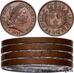 Essai de 40 francs par Gatteaux, frappe monnaie, tranche en creux 1815 Paris Maz.718 b var. tranche SUP 