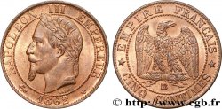 Cinq centimes Napoléon III, tête laurée 1862 Strasbourg F.117/8