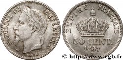 50 centimes Napoléon III, tête laurée, différent au milieu 1867 Paris F.188/14