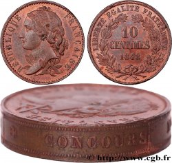 Concours de 10 centimes, piéfort au quadruple par Magniadas, premier revers, tranche inscrite 1848 Paris VG.3165 P SPL63 