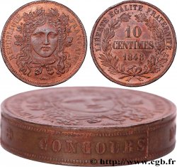 Concours de 10 centimes, piéfort au quadruple de Moullé, premier revers, tranche inscrite 1848  VG.3167  SUP62 