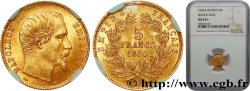 5 francs or Napoléon III, tête nue, petit module, tranche cannelée 1854 Paris F.500A/1