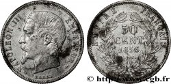 50 centimes Napoléon III, tête nue, Petits Différents 1856 Paris F.187/5