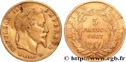5 francs or Napoléon III, tête laurée 1867 Paris F.502/11