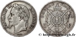 5 francs Napoléon III, tête laurée 1868 Strasbourg F.331/13
