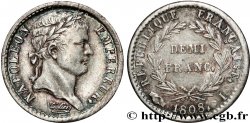 Demi-franc Napoléon Ier tête laurée, République française 1808 Limoges F.177/8