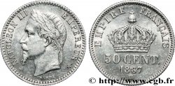 50 centimes Napoléon III, tête laurée 1867 Strasbourg F.188/16