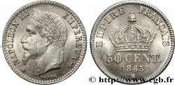 50 centimes Napoléon III, tête laurée 1865 Strasbourg F.188/7