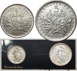 Boîte d essais de 5 francs et de 1 franc Semeuse 1959 Paris F.226/3