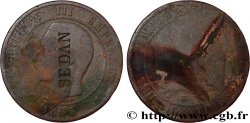 Dix centimes Napoléon III, tête nue, contremarqué SEDAN 1855 Bordeaux F.133/27 var.