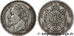 5 francs Napoléon III, tête laurée 1868 Strasbourg F.331/13