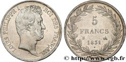 5 francs type Tiolier avec le I, tranche en creux 1831 Rouen F.315/15