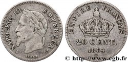 20 centimes Napoléon III, tête laurée, petit module 1864 Strasbourg F.149/2