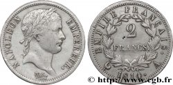 2 francs Napoléon Ier tête laurée, Empire français 1814 Paris F.255/67