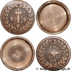 Boîte de forçat réalisée à partir de Un décime à l’L couronnée 1815 Strasbourg F.132A/3 var. TB 