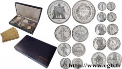 Coffret des 9 piéforts argent : 50, 10, 5, 1 et 1/2 franc et 20, 10, 5 et 1 centime 1977 Pessac GEM.292 CPA9